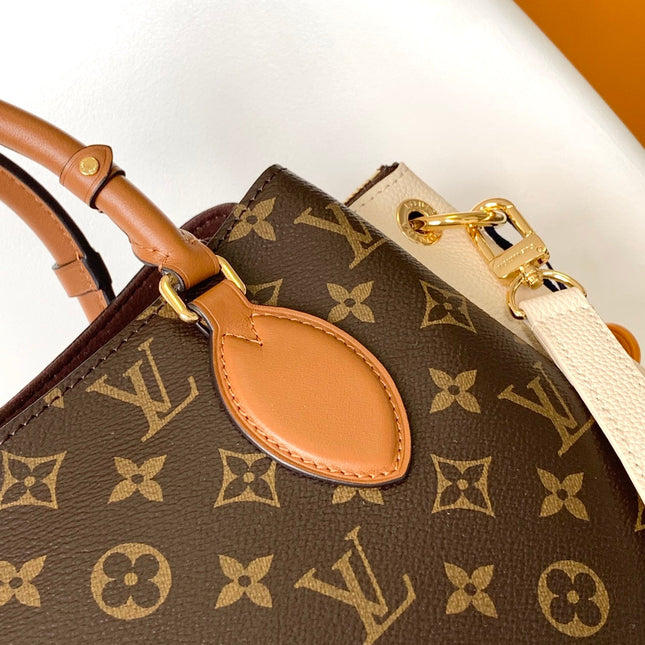LV 25S OPÉRA MEDIUM BAG 36 IN BROWN AND CREAM MONOGRAM CALFSKIN GOLD HARDWARE