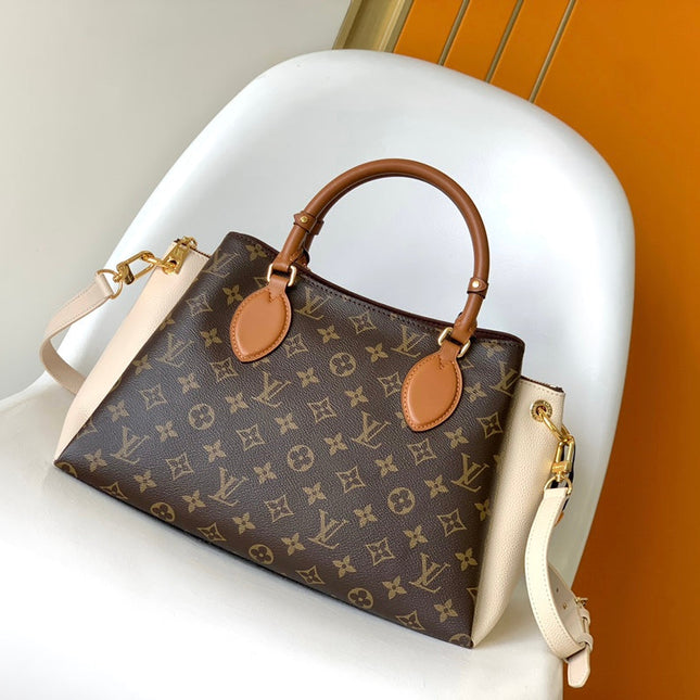 LV 25S OPÉRA MEDIUM BAG 36 IN BROWN AND CREAM MONOGRAM CALFSKIN GOLD HARDWARE