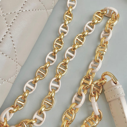 MINI CHAIN BAG 17 IN BEIGE CALFSKIN