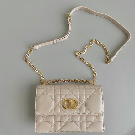MINI CHAIN BAG 17 IN BEIGE CALFSKIN