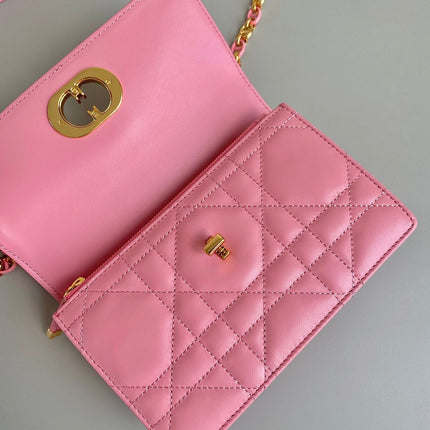 MINI CHAIN BAG 17 IN LIGHT PINK CALFSKIN
