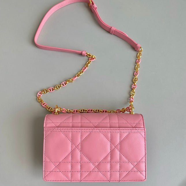 MINI CHAIN BAG 17 IN LIGHT PINK CALFSKIN