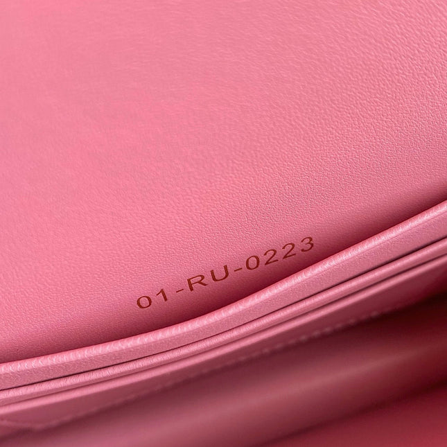 MINI CHAIN BAG 17 IN LIGHT PINK CALFSKIN