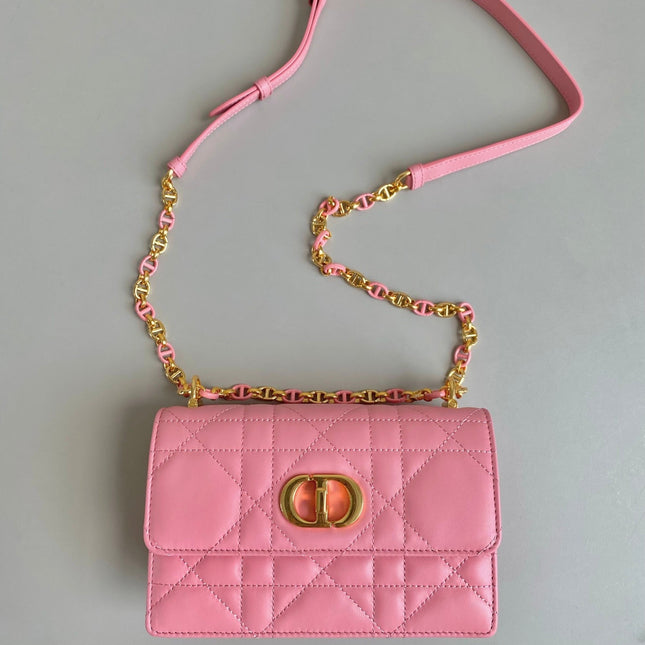 MINI CHAIN BAG 17 IN LIGHT PINK CALFSKIN