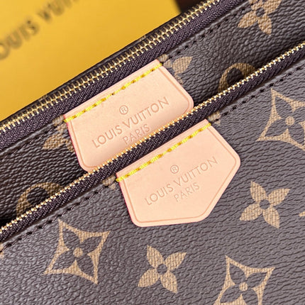 LV 25S MULTI POCHETTE ACCESSOIRES 25 IN BROWN MONOGRAM COATED CANVAS PINK STRAP