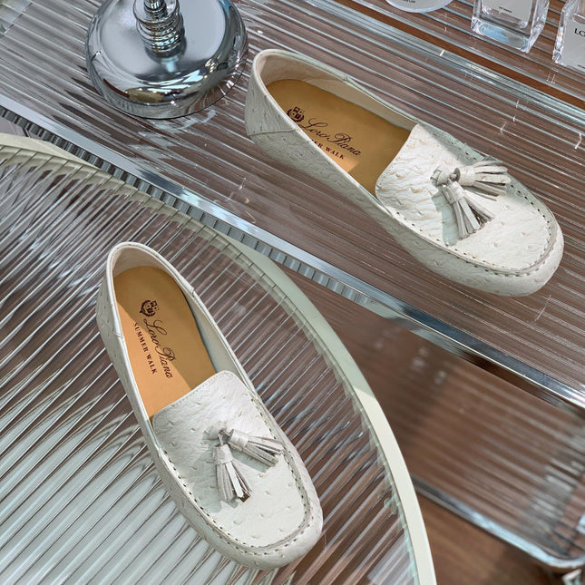 LP SPECIAL DOT SOLE WALK LOAFERS WHITE LAMBSKIN