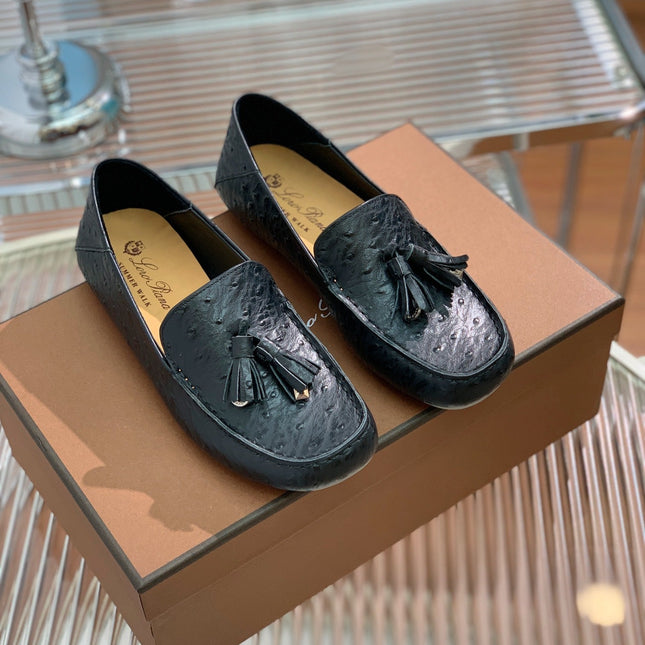 LP SPECIAL DOT SOLE WALK LOAFERS BLACK LAMBSKIN