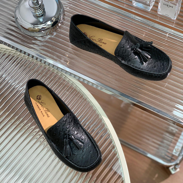 LP SPECIAL DOT SOLE WALK LOAFERS BLACK LAMBSKIN