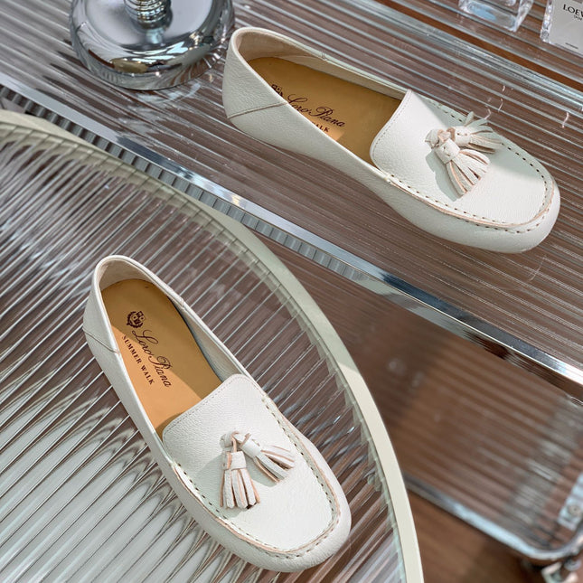 LP DOT SOLE WALK LOAFERS WHITE LAMBSKIN