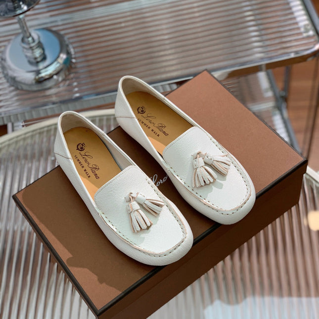 LP DOT SOLE WALK LOAFERS WHITE LAMBSKIN