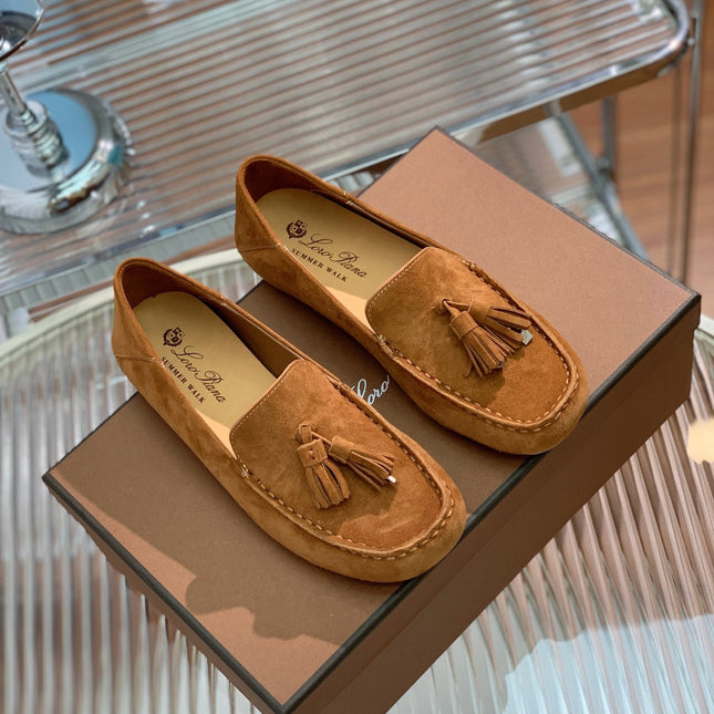 LP DOT SOLE WALK LOAFERS CARAMEL SUEDE