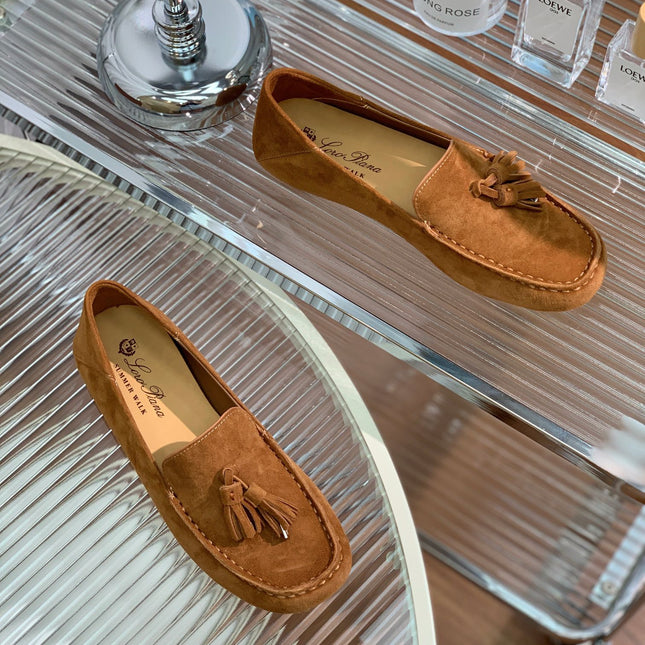 LP DOT SOLE WALK LOAFERS CARAMEL SUEDE
