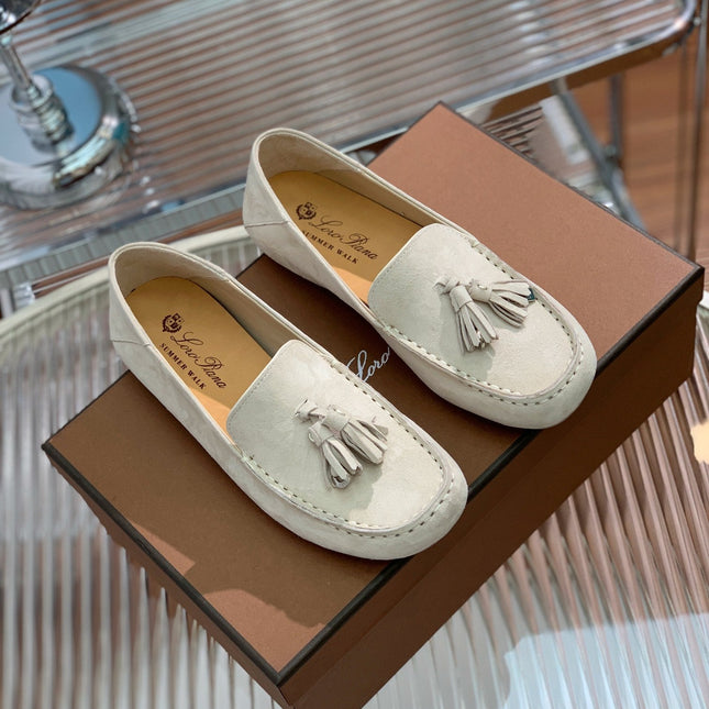 LP DOT SOLE WALK LOAFERS CREAMY WHITE SUEDE
