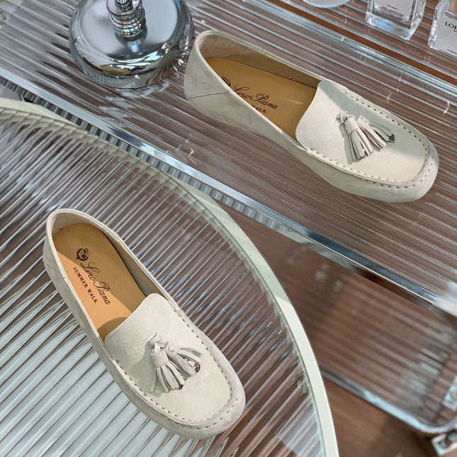 LP DOT SOLE WALK LOAFERS CREAMY WHITE SUEDE