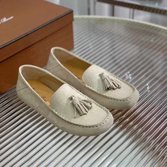 LP DOT SOLE WALK LOAFERS CREAMY WHITE SUEDE