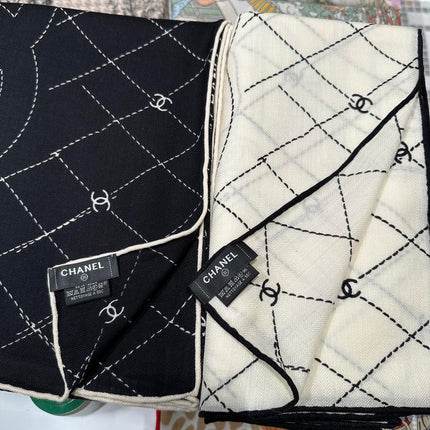 CHANEL 25S SCARF 140 IN SILK WOOL 726478