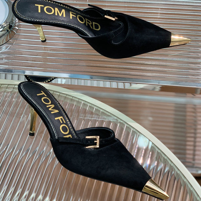 HIGH PUMP MULE 7 CM IN BLACK SUEDE