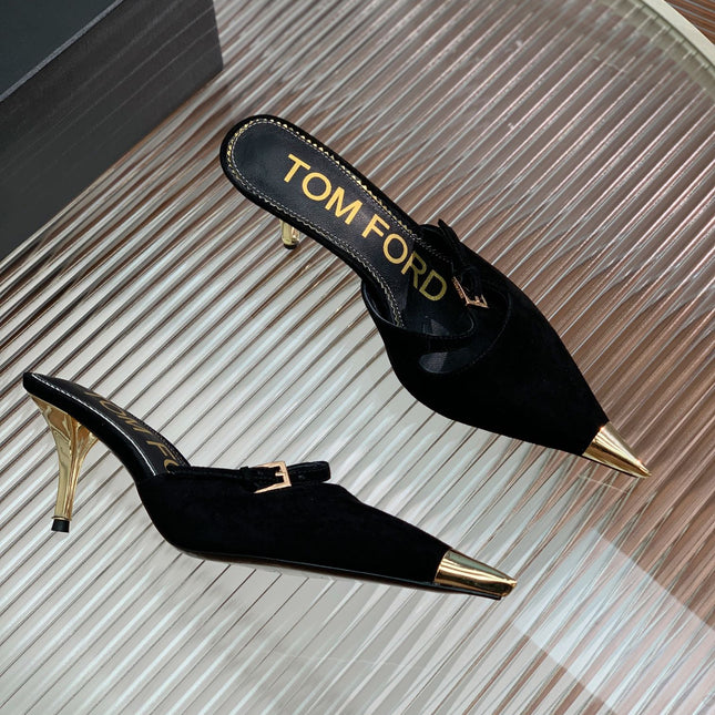 HIGH PUMP MULE 7 CM IN BLACK SUEDE