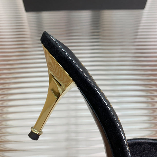 HIGH PUMP MULE 7 CM IN BLACK SUEDE