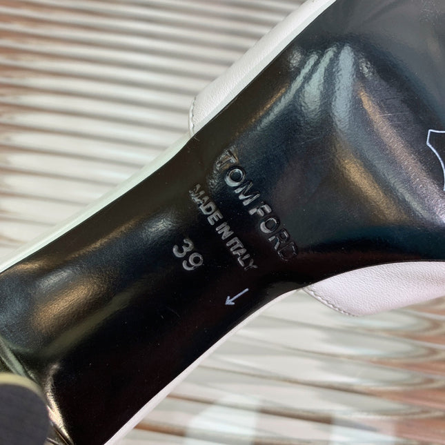 HIGH PUMP MULE 7 CM IN  WHITE CALFSKIN