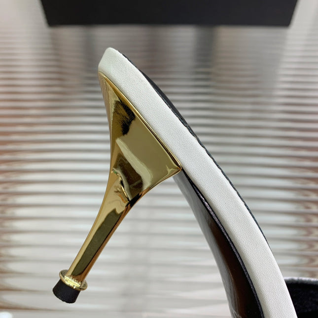 HIGH PUMP MULE 7 CM IN  WHITE CALFSKIN