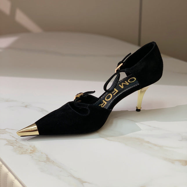 MARY JANE PUMP 7 CM IN BLACK SUEDE