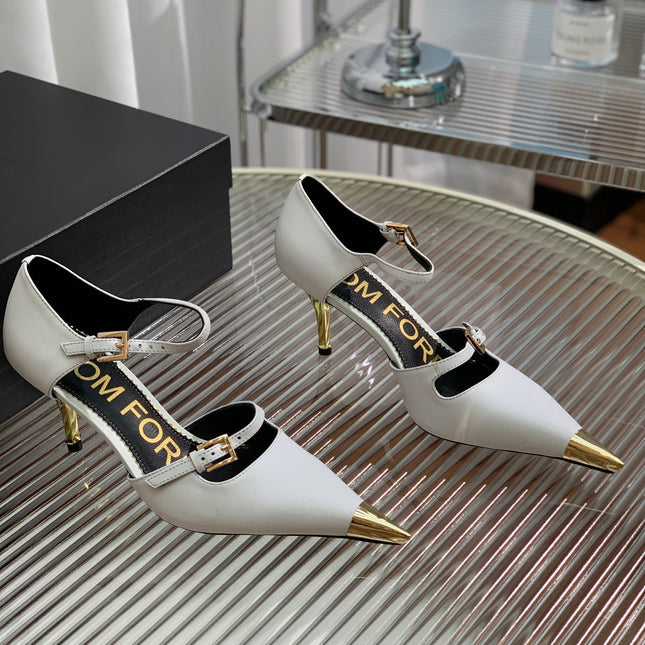 MARY JANE PUMP 7 CM IN WHITE CALFSKIN