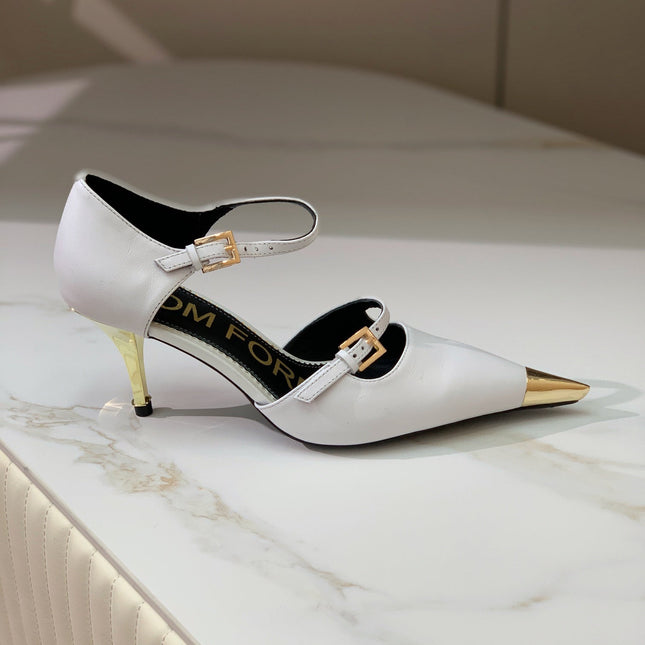 MARY JANE PUMP 7 CM IN WHITE CALFSKIN