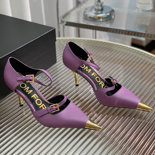 MARY JANE PUMP 7 CM IN IRIS PURPLE CALFSKIN