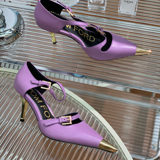 MARY JANE PUMP 7 CM IN IRIS PURPLE CALFSKIN