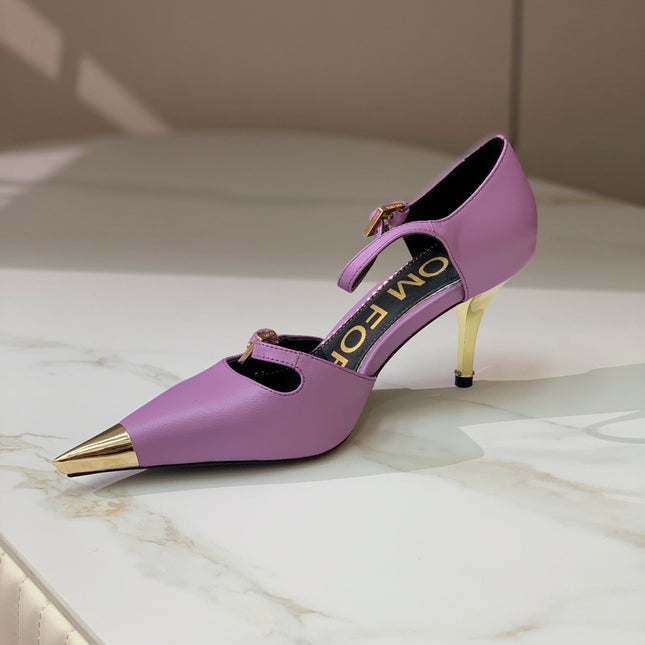 MARY JANE PUMP 7 CM IN IRIS PURPLE CALFSKIN