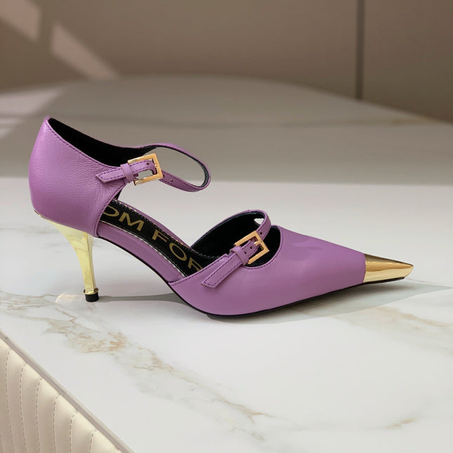 MARY JANE PUMP 7 CM IN IRIS PURPLE CALFSKIN