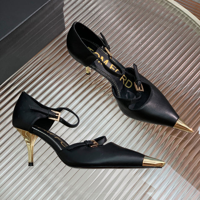 MARY JANE PUMP 7 CM IN BLACK CALFSKIN