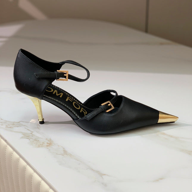 MARY JANE PUMP 7 CM IN BLACK CALFSKIN
