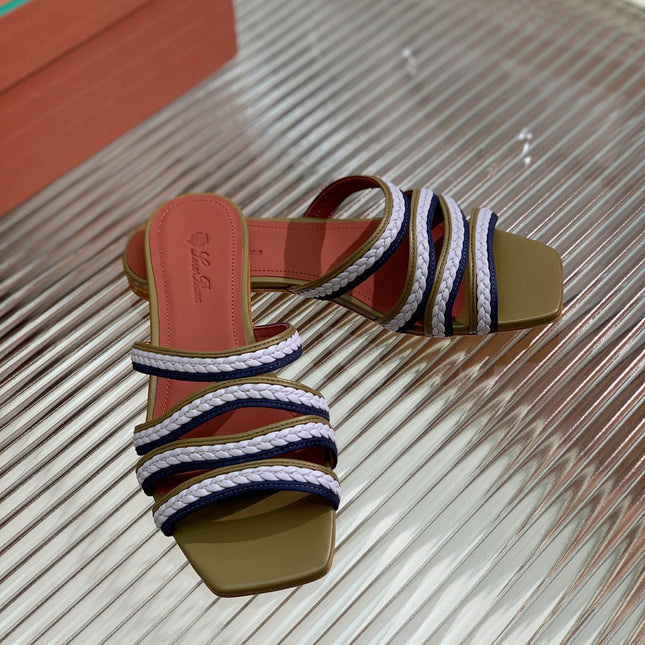 LP SPRIGHTLY CHARMS FLAT SANDAL WHITE AND OLIVE CALFSKIN