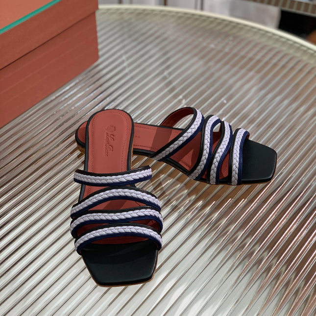 LP SPRIGHTLY CHARMS FLAT SANDAL WHITE AND BLACK CALFSKIN