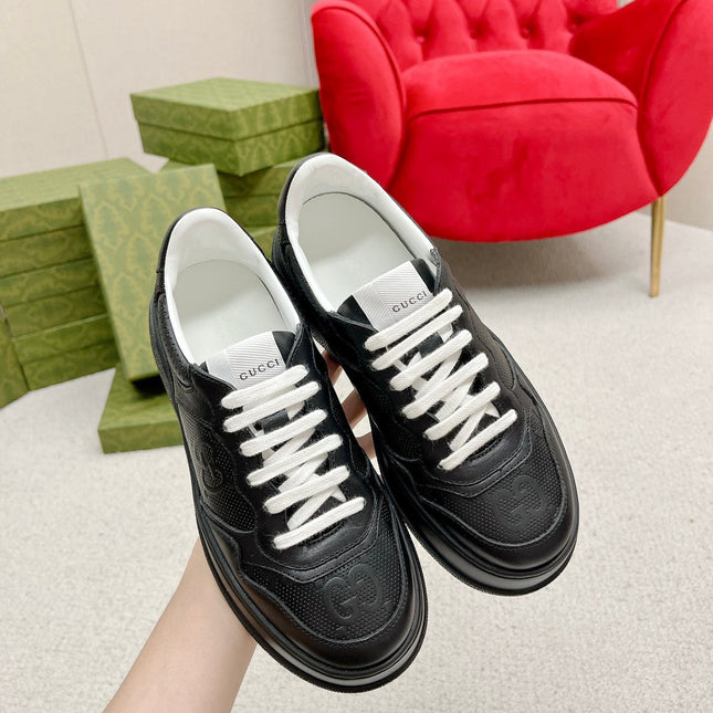 GG EMBOSSED TRAINER BLACK CALFSKIN