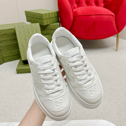 GG EMBOSSED TRAINER WHITE CALFSKIN