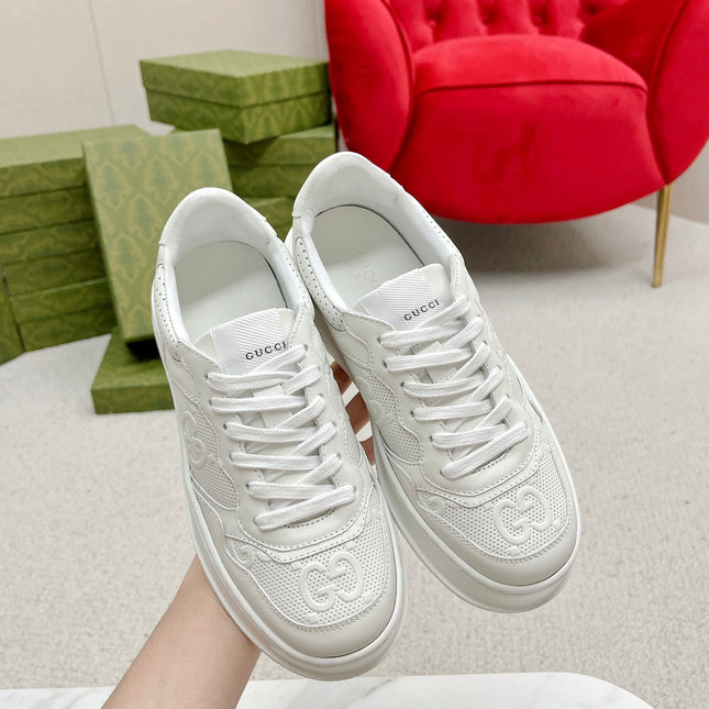 GG EMBOSSED TRAINER WHITE CALFSKIN