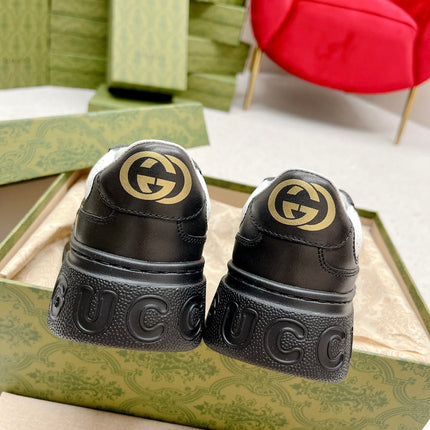 GG EMBOSSED TRAINER BLACK AND WHITE CALFSKIN