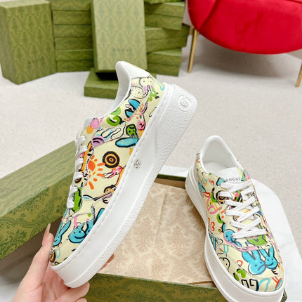 GG TRAINER SAGE CALFSKIN WITH RABBIT PATTERN