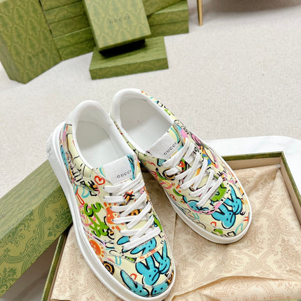 GG TRAINER SAGE CALFSKIN WITH RABBIT PATTERN