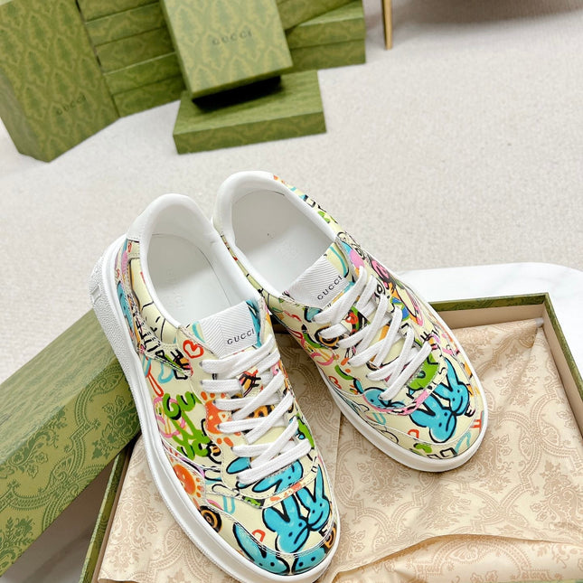 GG TRAINER SAGE CALFSKIN WITH RABBIT PATTERN