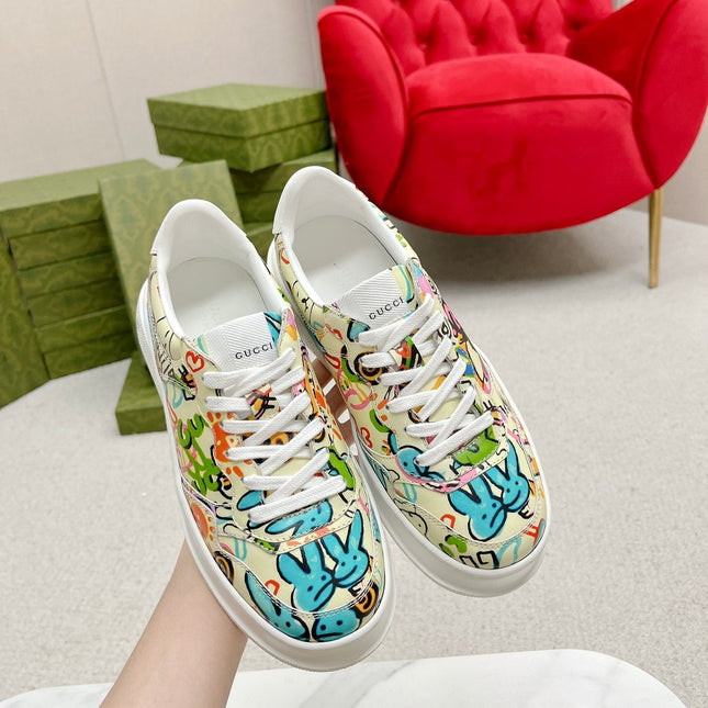 GG TRAINER SAGE CALFSKIN WITH RABBIT PATTERN