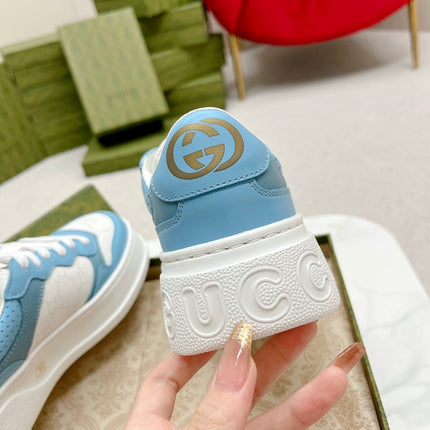 GG TRAINER WHITE AND SKY CALFSKIN