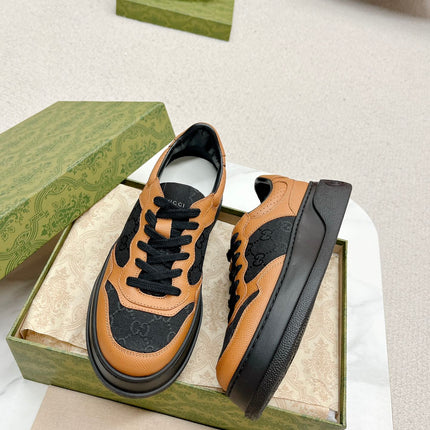 GG TRAINER BLACK AND TAWNY CALFSKIN