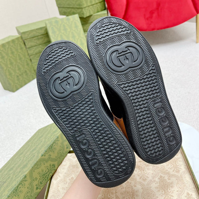 GG TRAINER BLACK AND TAWNY CALFSKIN