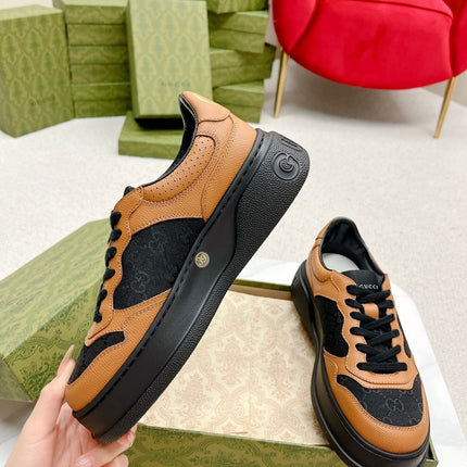 GG TRAINER BLACK AND TAWNY CALFSKIN