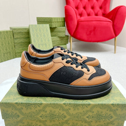 GG TRAINER BLACK AND TAWNY CALFSKIN