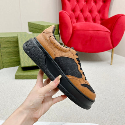 GG TRAINER BLACK AND TAWNY CALFSKIN